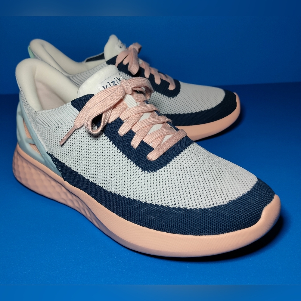 Kizik Athens Bahama Hands Free Womens White-Pink-Navy Sneakers Size 9.5 W US